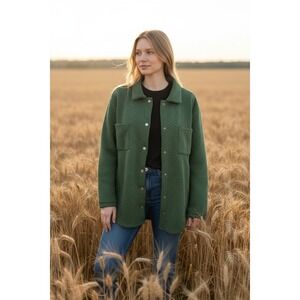 Muk Luks Quilted Button Down Shirt Jacket XL Olive Green